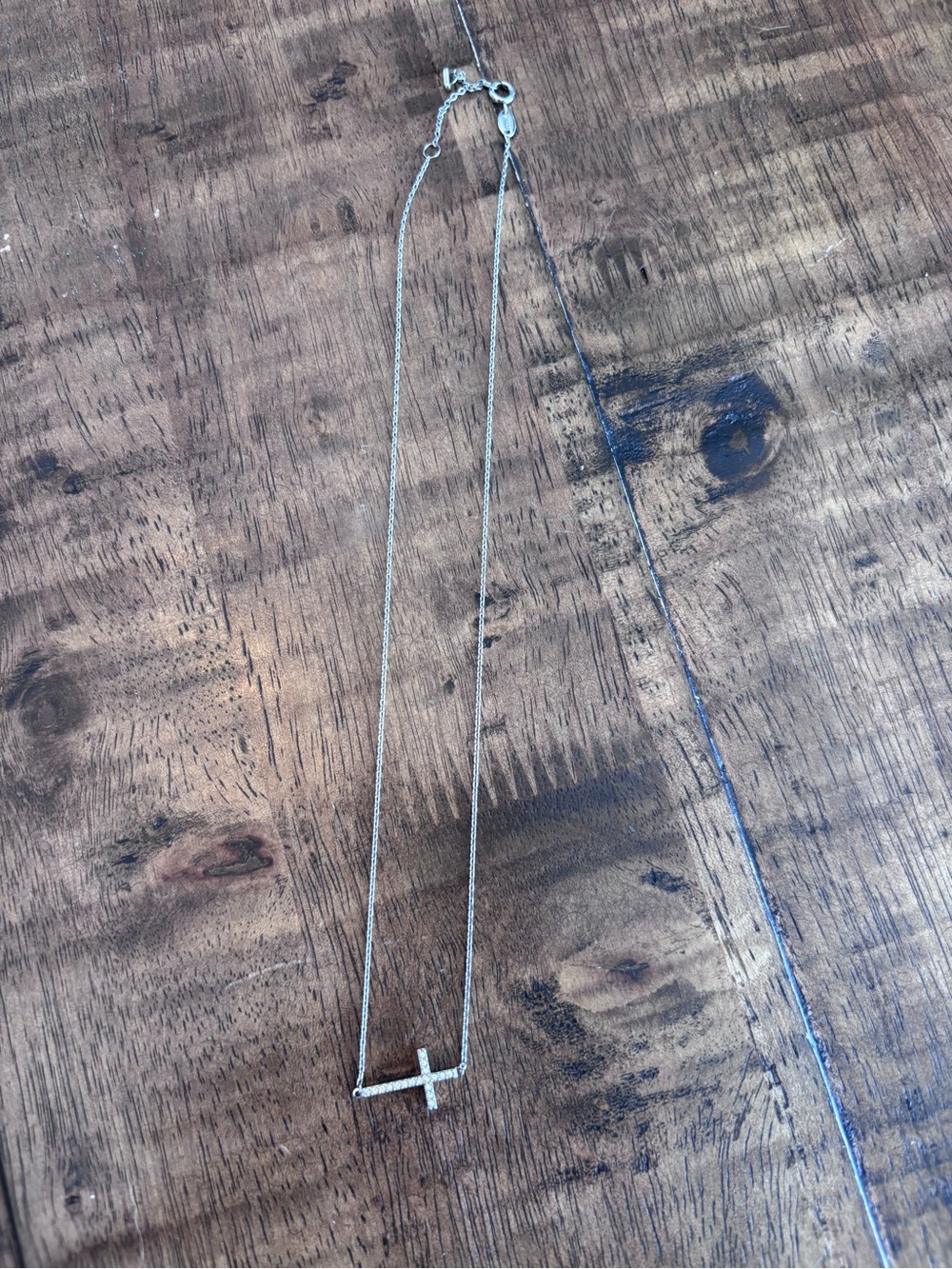 Fossil Silver Horizontal Cross Necklace